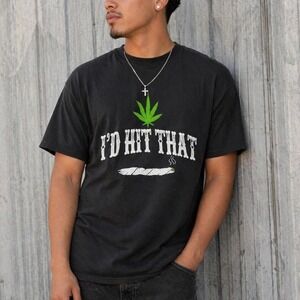 Black graphic tee "I'd Hit That" print